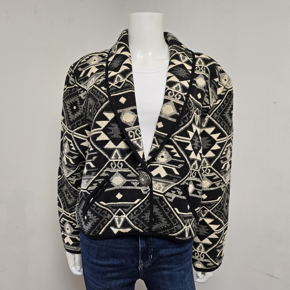 Fiorlini Tapestry Blanket Jacket Size M Southwestern Aztec Crop Western Womens